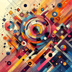 Wall Mural - Abstract colorful geometric background.