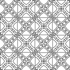 Vector pattern with symmetrical elements . Modern stylish abstract texture. Repeating geometric tiles from striped elements.Black and white pattern.