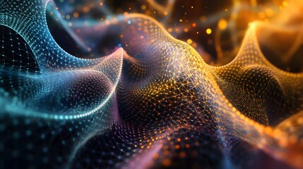 Wall Mural - 41. Abstract geomatics with intricate mesh structures and luminous accents