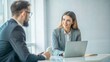 © N7 - Career Mentorship Session - A mentor providing career advice to a mentee, with a clean and focused office background.