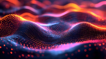 Wall Mural - 98. modern abstract geomatics featuring vibrant grids and glowing patterns