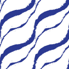 Poster - Blue Abstract Brush Strokes Seamless Pattern Design