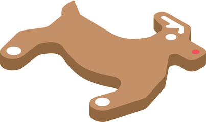 Sticker - Gingerbread reindeer cookie is lying down, in isometric view