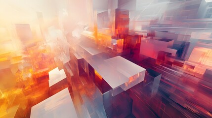 Wall Mural - 81. Modern abstract geomatics with cascading geometric shapes and subtle light effects