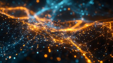 Wall Mural - 88. futuristic abstract geomatics with glowing network patterns and digital effects