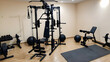 © Kim - Home gym with equipment and mirror, home gym with exercise equipment, ai generated