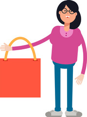 Poster - Woman Character Holding Shopping Bag
