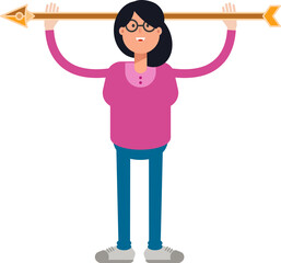 Poster - Woman Character Holding Arrow Illustration
