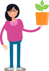 Poster - Woman Character Holding Plant Pot
