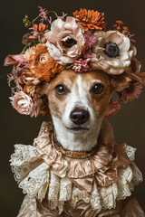 Canvas Print - A dog wearing a flower crown