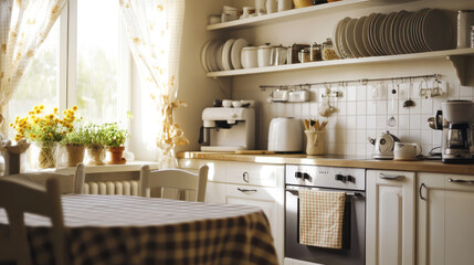 A photo of the kitchen with white walls