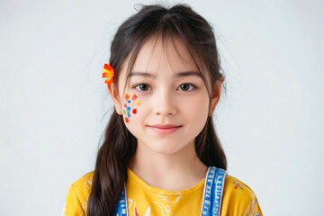 Sticker - A young girl with a flower in her hair.