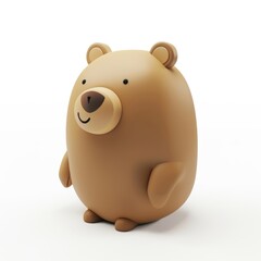 Wall Mural - Funny bear character in 3D style on a white background.
