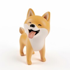 Sticker - Funny doggie character in 3D style on a white background.
