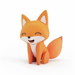 Sticker - Funny fox character in 3D style on a white background.
