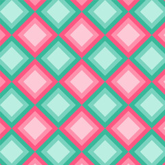 Wall Mural - Seamless pattern with colorful squares.Geometric seamless pattern.Repeat pattern with pink and green square for Christmas.Vector graphic abstract background.