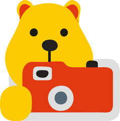 capybara taking a photo, icon colored shapes