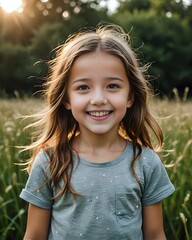 Portrait of a beautiful little girl smiling happily 