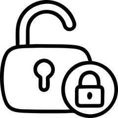 protection icon lock open, icon outline