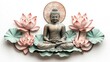 © samrit - Stunning 3D Thai Buddha and radiant lotus, ideal for a serene and vibrant composition on white background