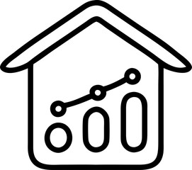 a house with a chart, icon outline