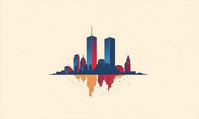 Wall Mural - Minimalist Cityscape with Reflection