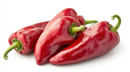 Wall Mural - red hot pepper on white background, closeup, side view