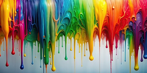 Wall Mural - Colorful paint flowing on canvas , vibrant, abstract, artistic, movement, liquid, beauty, colorful, texture, creativity, flowing