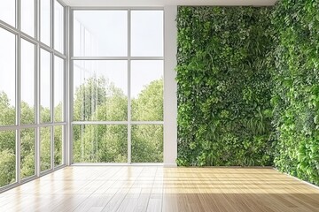 This 3D rendering shows vertical gardening in a home.