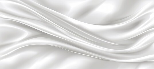 Wall Mural - Abstract White Satin Fabric Background with Soft Waves Flowing Cloth Texture in Elegant Luxury Style