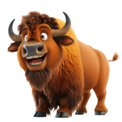 Cute yak character illustration on a transparent background for web, banner, wallpaper