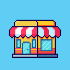 Pixel art store building game asset design