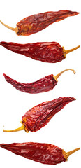 Wall Mural - A collection of dried red chili peppers arranged creatively, showcasing their rich color and unique shapes.