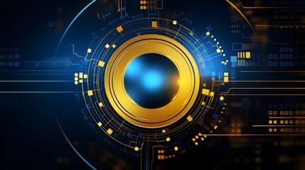 yellow and blue Abstract technology background circles digital hi-tech technology design background. concept innovation. vector illustration
