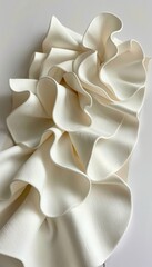 Wall Mural - Abstract Background of White Fabric, Flowing Textile Sculpture, Wavy Drapery Texture.