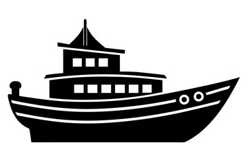 Wall Mural - Boat icon silhouette vector illustration on a white background
