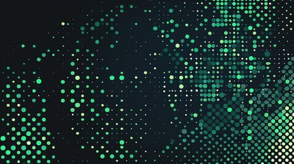 Abstract Green and Teal Dotted Pattern on Dark Background