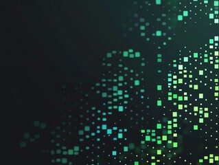 Abstract Green and Teal Pixelated Background with Dark Green Background