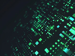 Abstract Green and Teal Square Pattern on a Black Background Perfect for Modern Design Projects
