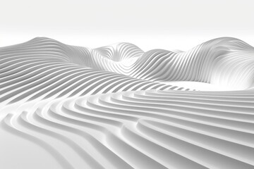 Wall Mural - abstract white wavy architectural terrain, modern minimal background with organic flowing lines