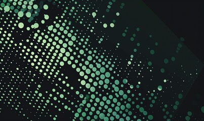 Abstract Green Circles on Black Background Modern Digital Art