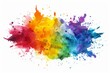 © pixeness - Rainbow watercolor paint splatter stain brush strokes, vibrant aquarelle spot splash on white background