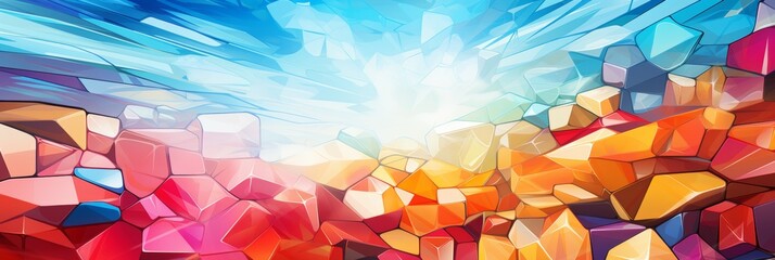 Poster - Cubism Inspired Geometric Banner. Multicolor Design