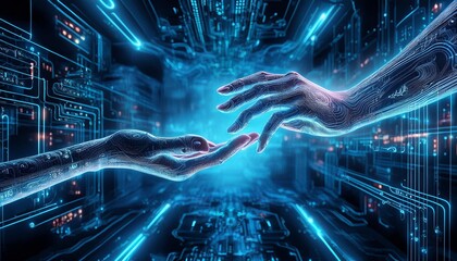 Hand with code background