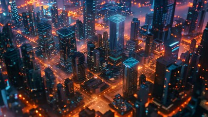 Poster - A city at night with a network of connected lights brightening the urban skyline, The nerve center of a smart city, where decisions are made and resources are managed efficiently