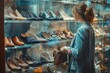 © Gatherina - Elegant woman choosing shoes from shelf in fashion boutique