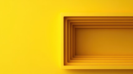 A yellow-toned tunnel with a series of rectangular frames stacked within one another, creating a visual depth and an abstract, modern design. The clean lines offer precision.