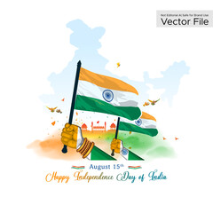 Wall Mural - Happy India Independence Day. 15 August greeting card.