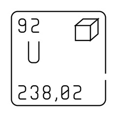 uranium chemical element line icon vector. uranium chemical element sign. isolated contour symbol black illustration