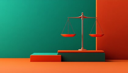 Justice balance with ethical symbols, morality in law, flat design illustration